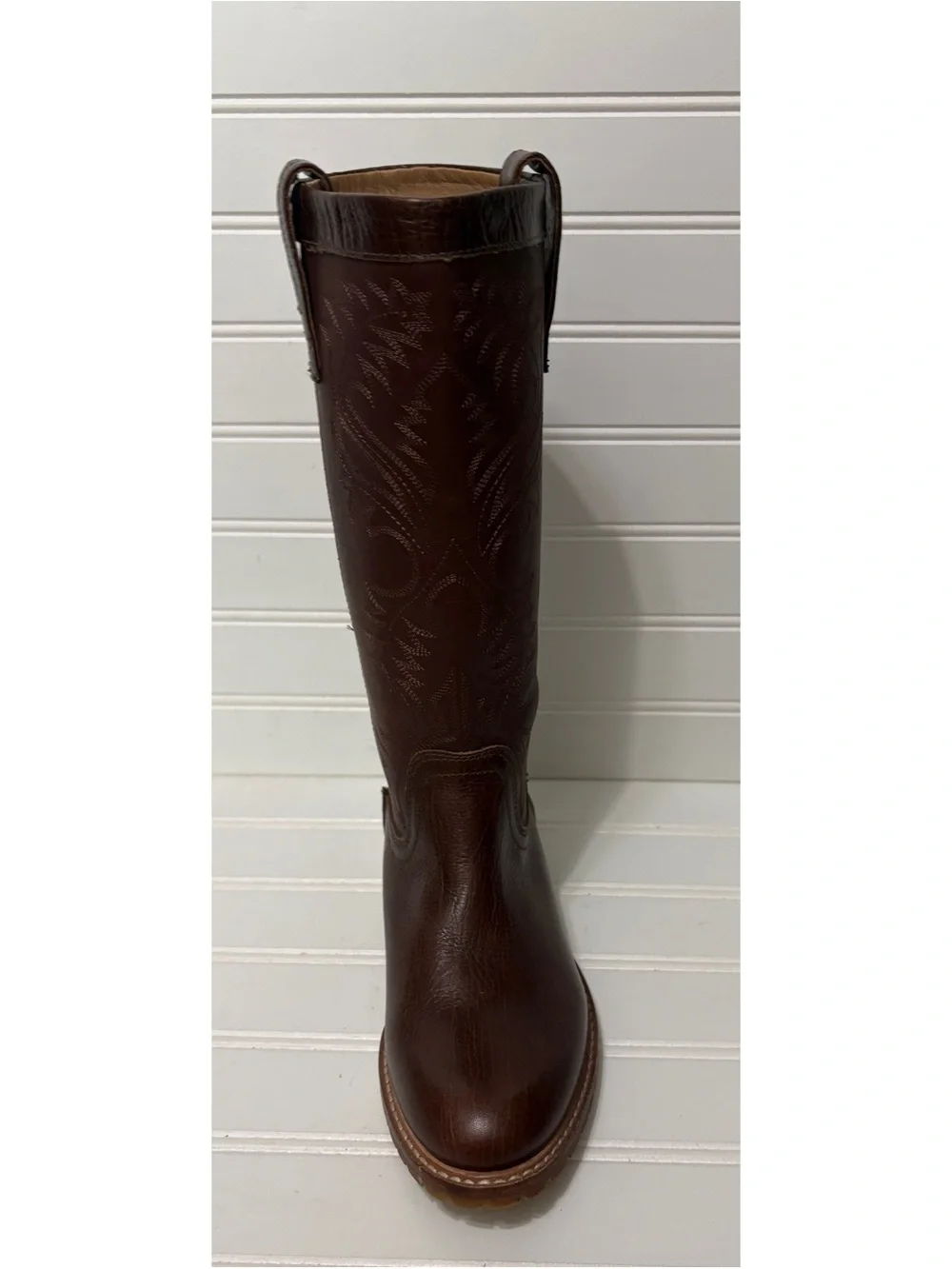 LUCCHESE Brown Leather Waterproof Western Rain Barn Tall Boots Womens Size 6 M